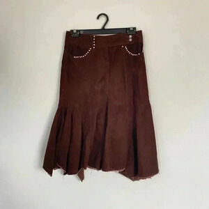 Brown corduroy bedazzled maxi skirt.